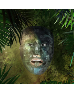 Plakat af en maske i junglen.